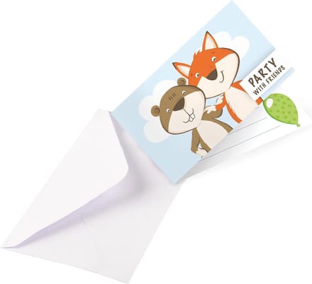 8 Uitnodigingen met enveloppen Fox & Beaver