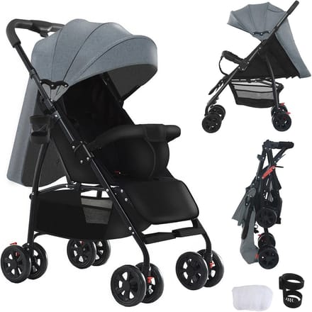 Ultralichte Kinderwagen 4,6 kg - Reisbuggy met Verstelbare Ligpositie en Compacte Ontwerp voor Pasgeborenen