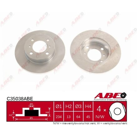 Remschijf ABE C35038 voorkant, compleet, 1 Stuk
