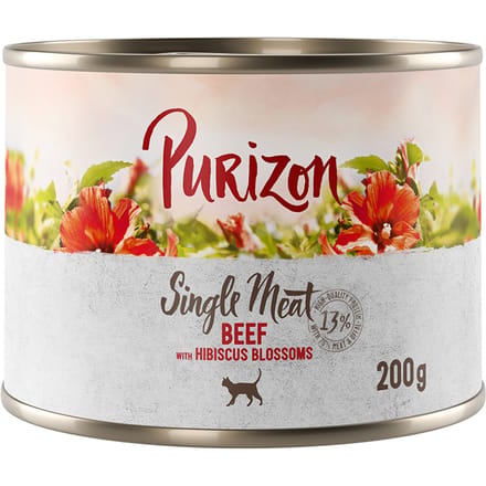 Purizon Single Meat 12 x 200 g - Rund met hibiscusbloesem