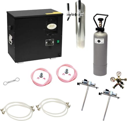 Complete Set - Biertap - AS-40, 2-kraans - Waterbadkoeler - Thuistap - Bierkoeler - met 2x Adapter 5 liters