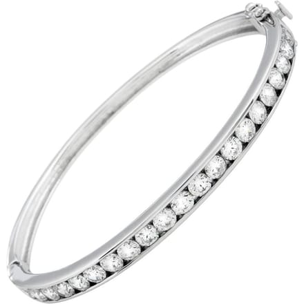 Diamonfire - Zilveren bangle 60 mm - Zirkonia in railzetting