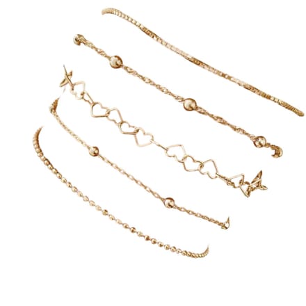 Nivard Armband - Staal - Nep Zilver - Dames - 5 Stuks - Geel