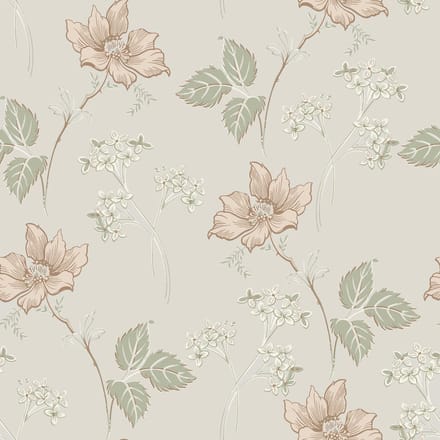Boråstapeter Vliesbehang 5501 - Swedish Grace - Bloemen Beige - 53cm x 10.05m