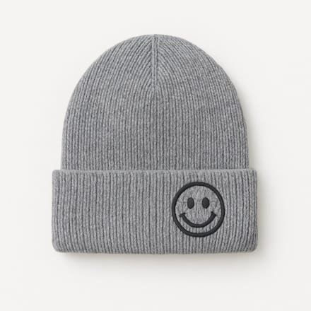 Hidzo Beanie - Muts - Smiley - Polyester - Grijs - Kindermuts