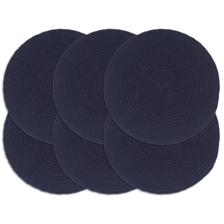 vidaXL - Placemats - 6 - st - rond - 38 - cm - katoen - effen - marineblauw