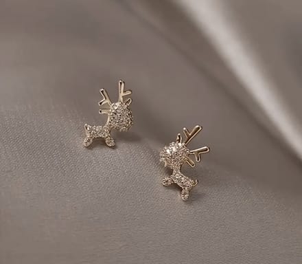 Vibe - Christmas - rendier -goud - steen - oorknop - oorbel -juweel - geschenk