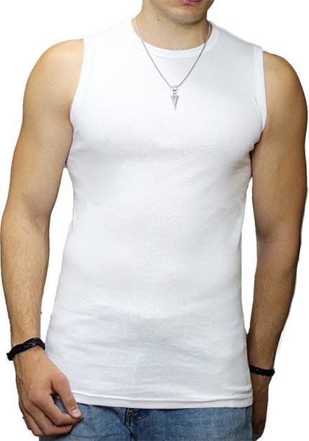 Top kwaliteit Mouwloze Shirts - 2 Pack - 100% Katoen - O hals - Wit - Maat S