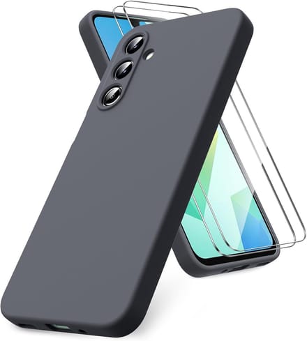 Liquid Silicone Case met 2x Screenprotector - Zwart - Shockproof Hoesjes Geschikt voor: Samsung Galaxy A26
