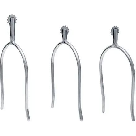 Sefton Stainless Slim Straight Neck Rowels Prongs Sporen Zilver 25 mm