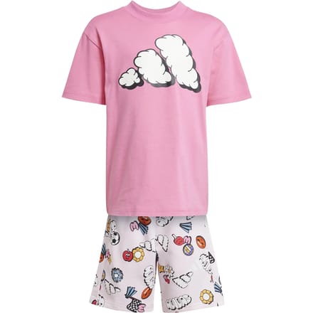 Adidas Seasonal Essentials Fun Tee Set Roze 3-4 Years Kinderen