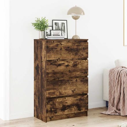 vidaXL - Dressoir - 60x35x98,5 - cm - bewerkt - hout - gerookt - eikenkleurig