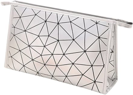 Toilettas Geometric - Kunstleer - Afmeting 27 x 9 x 17 cm. zilver