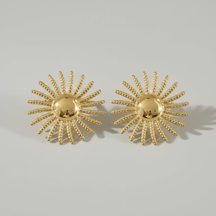 Dames Oorbellen Goud – Zon Design – RVS Statement Oorbellen Groot
