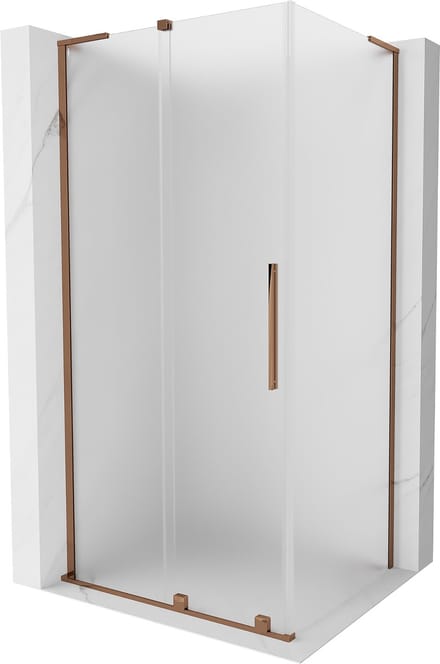 Mexen Velar L schuifbare douchecabine 100 x 80 , matglas, roze goud - 871-100-080-33-60