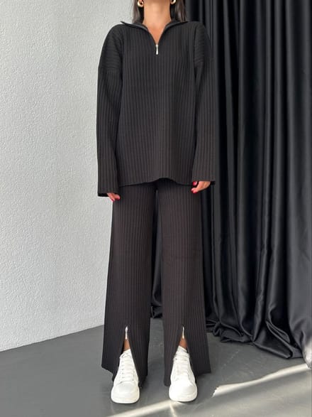 Gebreide Loungesuit Bianca / Zwart / One Size