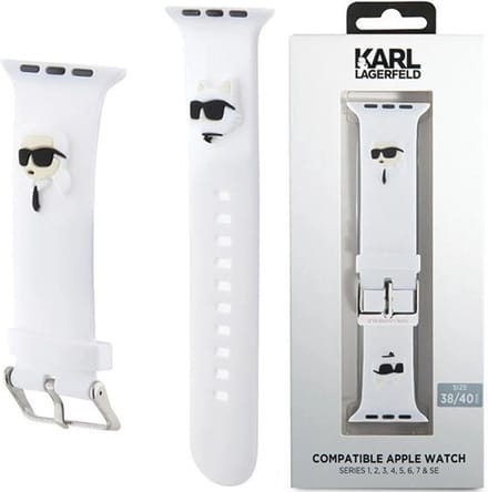 Karl Lagerfeld 3D Rubber Karl&Choupette Heads strap for Apple Watch 38/40/41mm - white
