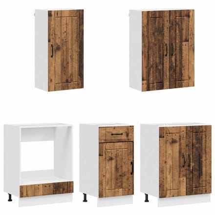 vidaXL - Keukenblok - LUCCA - 5 - st - Oud - hout - Bewerkt - hout