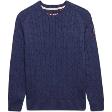 Superdry Slouchy Kabeltrui Blauw Grootte: 44
