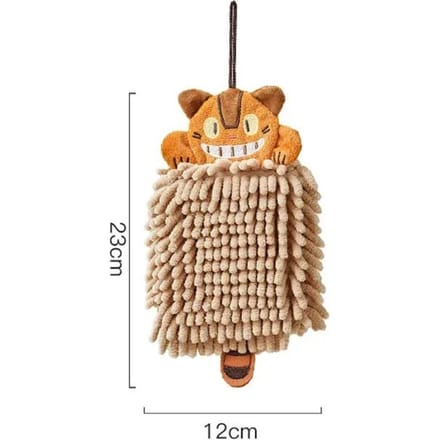 Serviette à main en forme d'animal de dessin animé, pour cuisine, salle de bain, Chenille en microfibre douce, Super absorbante, mouchoir à séchage rapide, serviettes de maison marron
