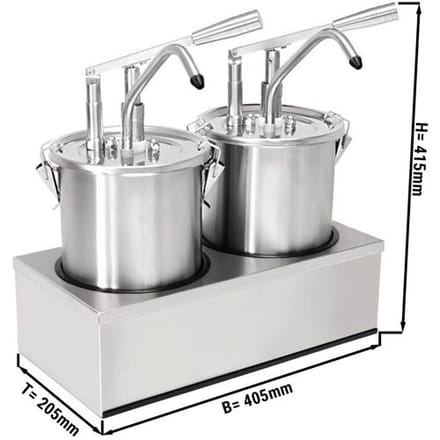 GGM Gastro Saucenspender - 2x 4 Liter - inkl. Edelstahlgestell Zilver