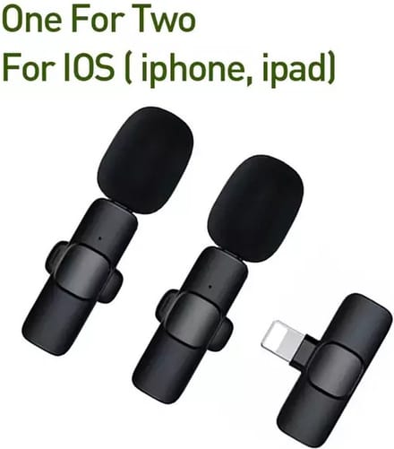 TechU™ 2 Stuks Mini Draadloze Microfoon – voor iOS – iPhone Aansluiting – Interviews Opnemen – Met Clip – Zwart