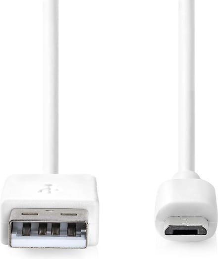 Nedis USB-Kabel - USB 2.0 - USB-A Male - USB Micro-B Male - 480 Mbps - Vernikkeld - 2.00 m - Rond - PVC - Wit - Doos