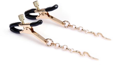 Liebe Seele - Luxe Tepelklemmen met Strass Slangen Hangertjes - Goud