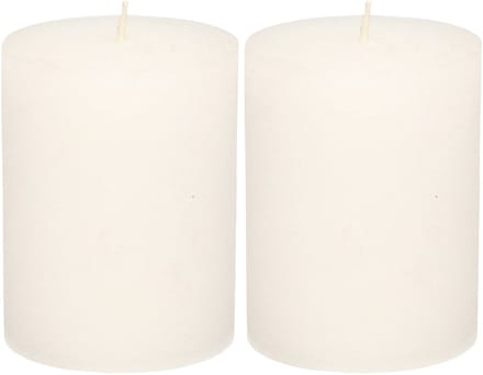 Atmosphera Stompkaars - 2x - wit - 7 x 9 cm - middel rustiek model - cilinderkaars - kaars