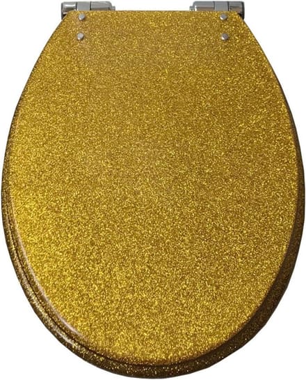Glanzende hars wc-bril - Dikke toiletzitting - Badkamer vernieuwen - Softclose en Quick-Release - 40-47 cm lengte - Glitter effect