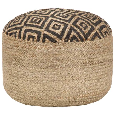 vidaXL - Poef - handgemaakt - 45x30 - cm - jute - zwart