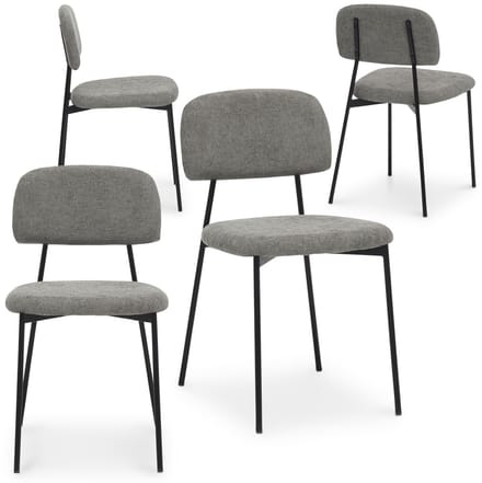 Eetkamerstoelen TOLEDO, set van 4, gestoffeerd – lichtgrijs