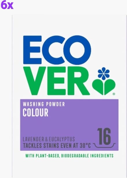 Ecover Waspoeder Kleur Voordeelverpakking 6x 16 Wasbeurten 6x 1,2 kilo