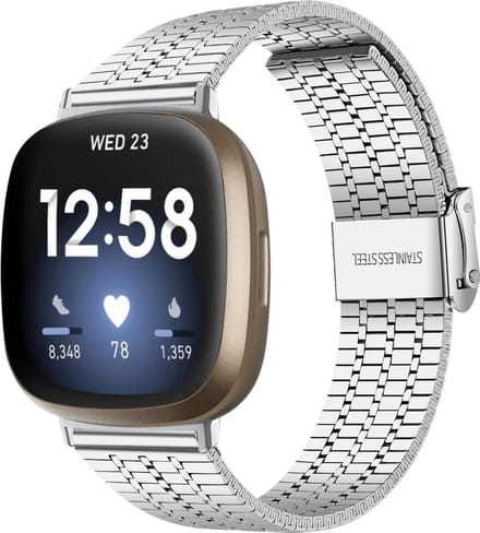 Strap-it Luxe RVS horlogeband - stalen bandje geschikt voor Fitbit Versa 3 / Fitbit Sense - zilver