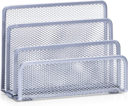 Zeller Brievenhouder postbakjes - zilver - 3-vaks - 17 x 13,5 cm - draadmetaal/mesh - organizer