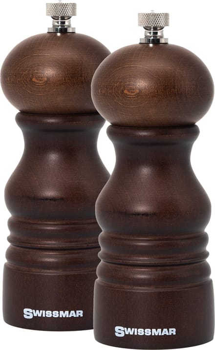 Swissmar Castell - Peper en Zoutmolen set - Beukenhout - Donkerbruin - 14cm - Instelbare Maalgraad