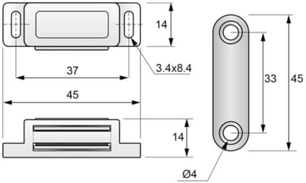 Deurmagneet en Meubelmagneet Set - 2x Magneetsluiting Bruin