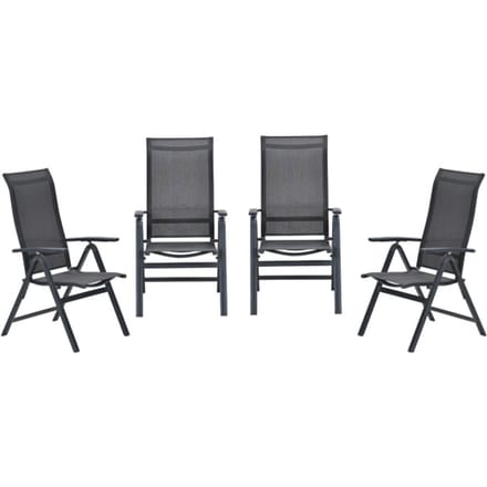 Garden Impressions Osaka verstelbare tuinstoelen set van 4 – carbon black / dark grey