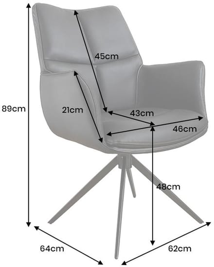 Bureaustoel PAPILLON zwart echt leer zwart metalen frame met armleuning - 45184