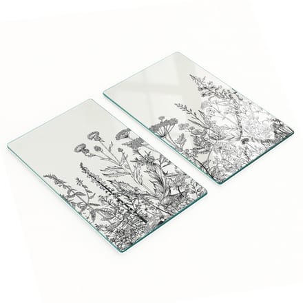 Glazen snijplanken met afbeeldingen van wilde bloemen, 2x30x52 cm