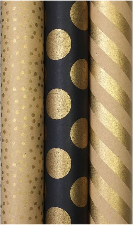 BERLIN cadeaupapier - assortiment inpakpapier kerstpapier - 3 meter x 70 cm - 3 rollen