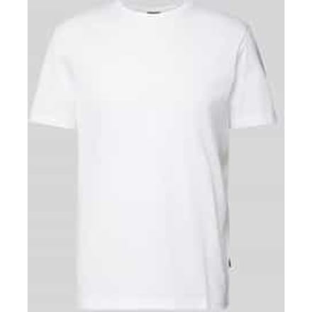 T-shirt met geribde ronde hals, model 'Cosmo'