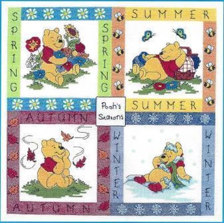 borduurpakket H25 winnie the pooh, vier seizoenen