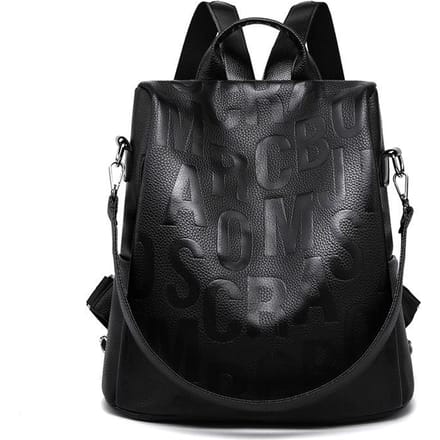 Rugzak Anti-diefstal Achterrits Mode Letter Student Schooltas Vrije tijd Reizen black