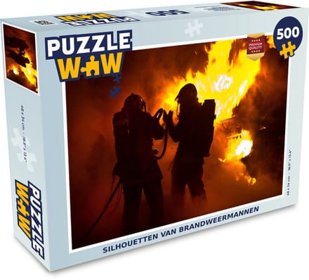 Puzzel Silhouetten van brandweermannen - Legpuzzel - Puzzel 500 stukjes