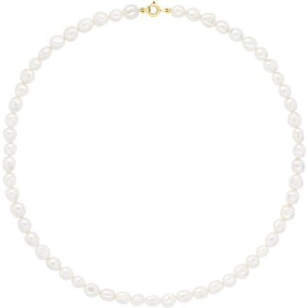 Gouden Ketting - Rij van Echte Zoetwaterparels Barok 6-7 mm
