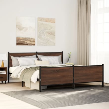 vidaXL - Bedframe - zonder - matras - metaal - bruin - eikenkleurig - 200x200 - cm