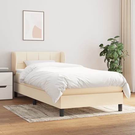 vidaXL - Boxspring - met - matras - stof - crèmekleurig - 80x200 - cm