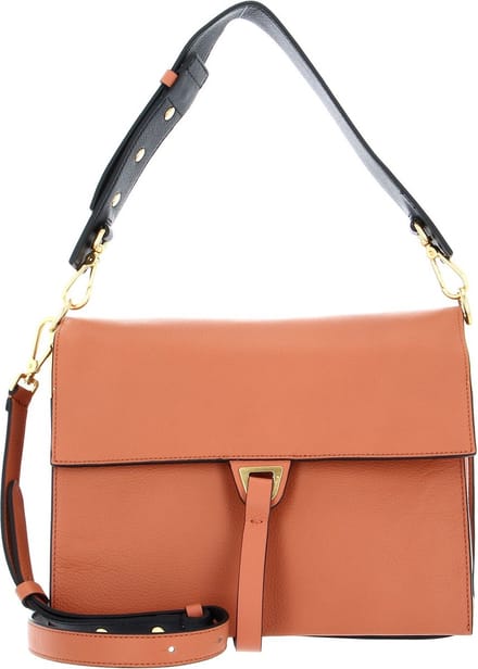 COCCINELLE Leren Handtas Schoudertas Louise Handbag Chestnut / Noir Bruine