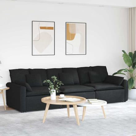 vidaXL - Modulaire - bank - met - kussens - zwart
